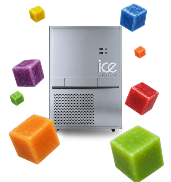 Máquina de gelo saborizado Ice Generation com cubos coloridos